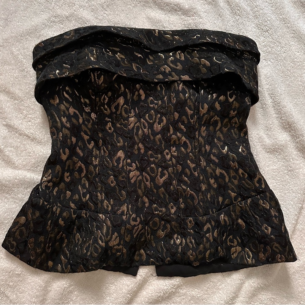 Black Leopard Print Corset Top